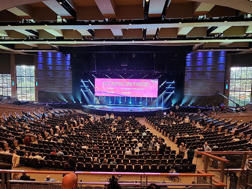 Inside the Willow Creek Community Church, Illinois.
