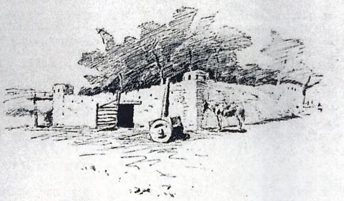 The fort was believed to have looked like the Mexican Ranch by Colonel Henry Inman, published in The Old Santa Fe Trail.