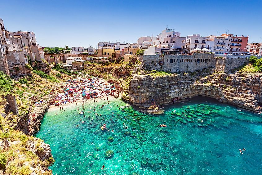 The spectacular town of Polignano a Mare, Italy.