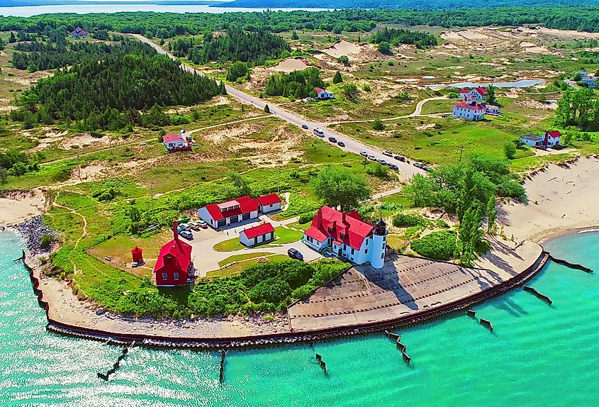 Pointe Betsie Lighthouse on Lake Michigan at Frankfort, Michigan