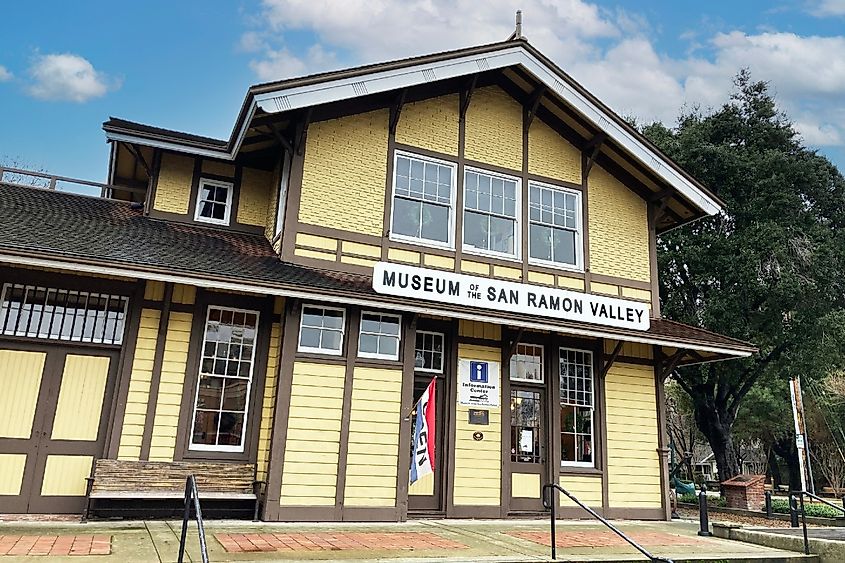 Museum of the San Ramon Valley building facade and exterior in a restored 1891 railway depot - Danville, California, USA