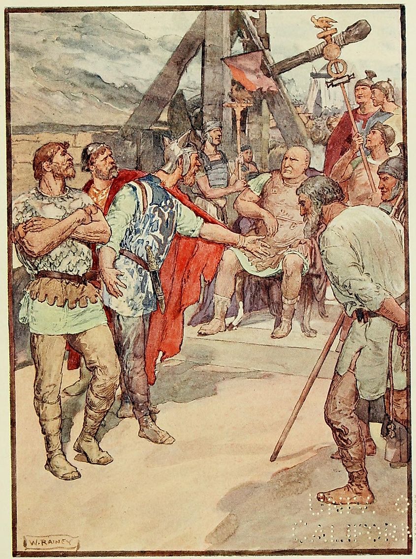 Marius and the ambassadors of the Cimbri, depicted by W. Rainey in the 1900 book Plutarch's Lives for Boys and Girls