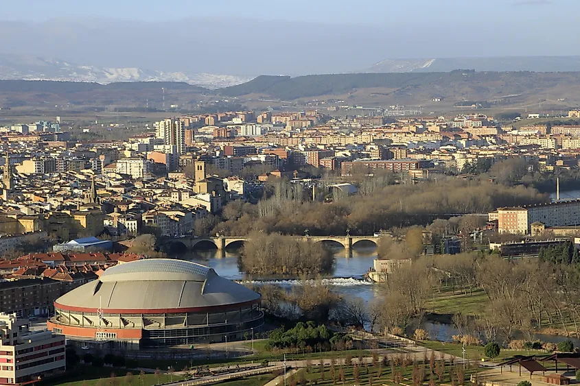 View of Logroño, Spain, from a mountain top.