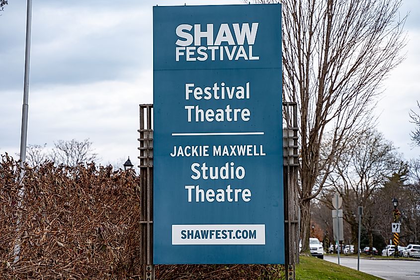 Shaw Festival Theater sign in the town of Niagara-on-the-Lake, Canada