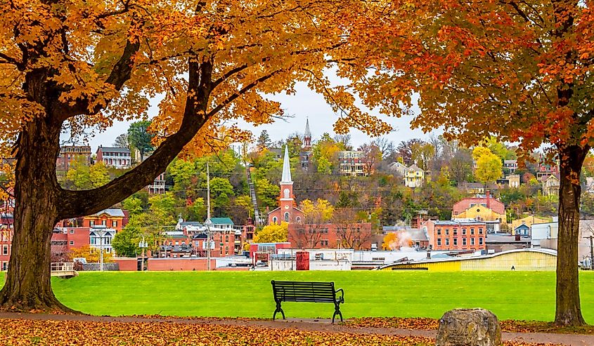 Grant Park view at autumn in Galena Town of Illinois