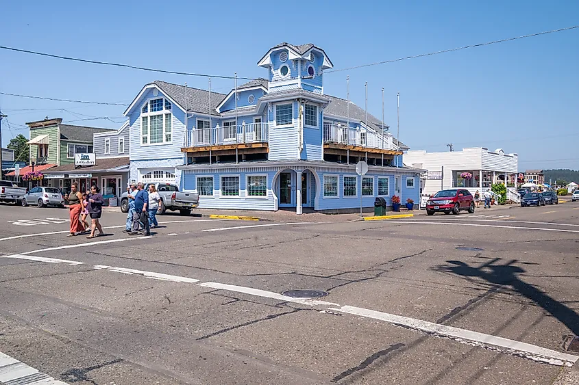 Street view in the town of Florence, Oregon.