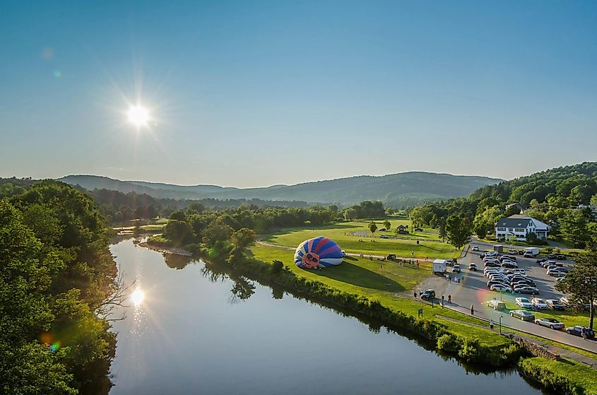 Hot Air Balloon Inflating in Quechee, Vermont