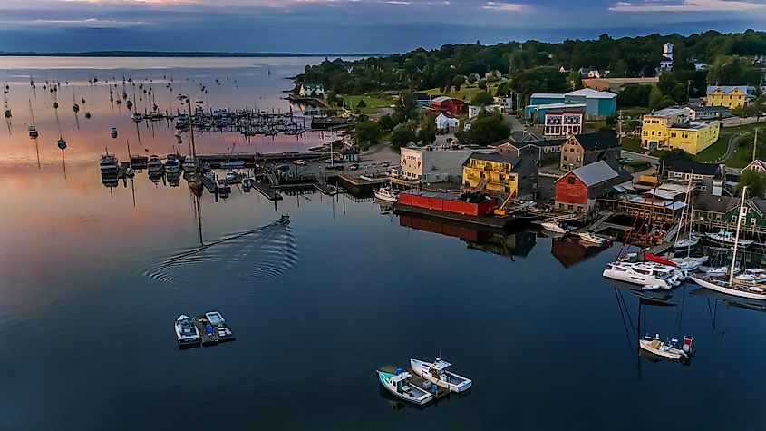 Early morning, overlooking the water in Belfast, Maine.