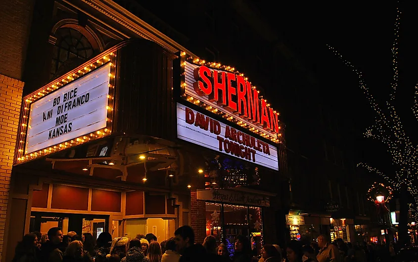 The historic Sherman Theater on Main Street, Stroudsburg, Pennsylvania.