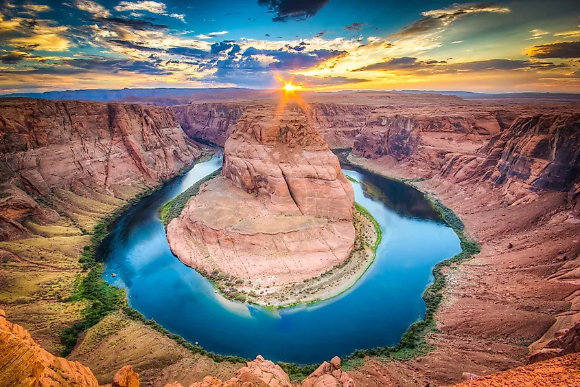 Sunset at the Horseshoe Bend of the Colorado River in Grand Canyon, Arizona