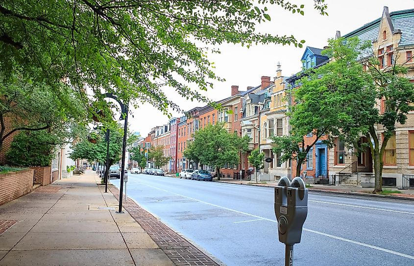 Historic brick buildings in the townscape on a rainy morning Sabrina Janelle Gordon / Shutterstock.com