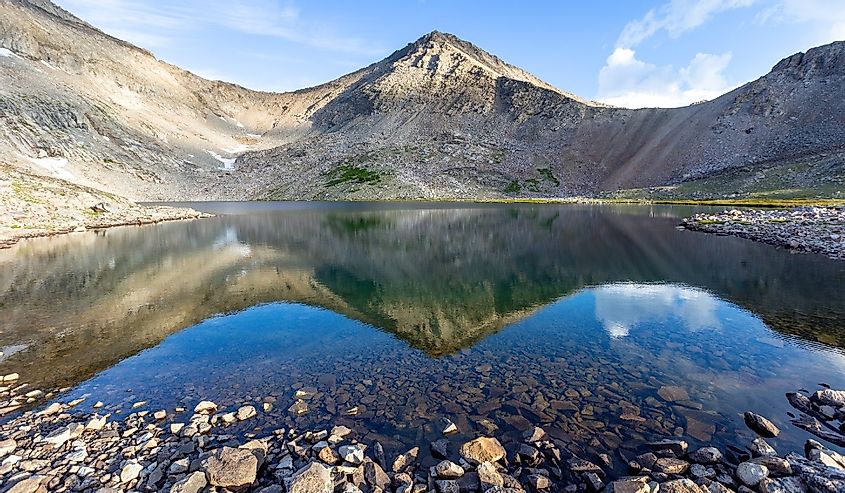 Idaho’s highest elevation lake, Goat Lake, above ten thousand feet above sea level, in the Pioneer Mountains near Sun Valley, Idaho