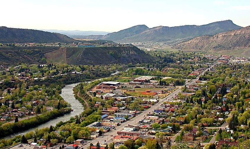 The Animas River winds through the town of Durango, Colorado.
