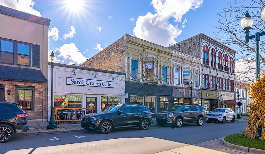 The historic business district in Petoskey, Michigan.