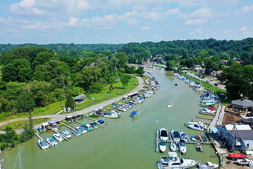 An aerial view of Port Stanley, Ontario, Canada