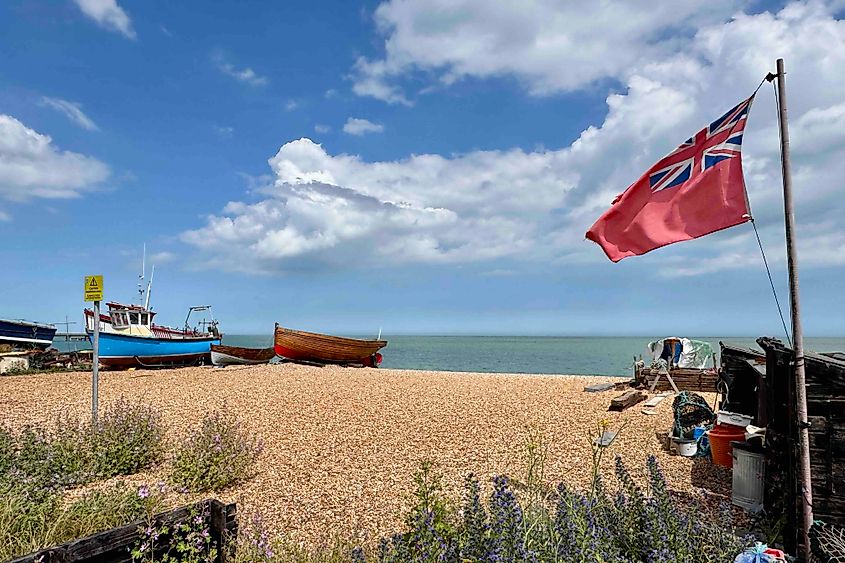 Deal Kent boats on beach and English Channel Image credit Bryan Dearsley