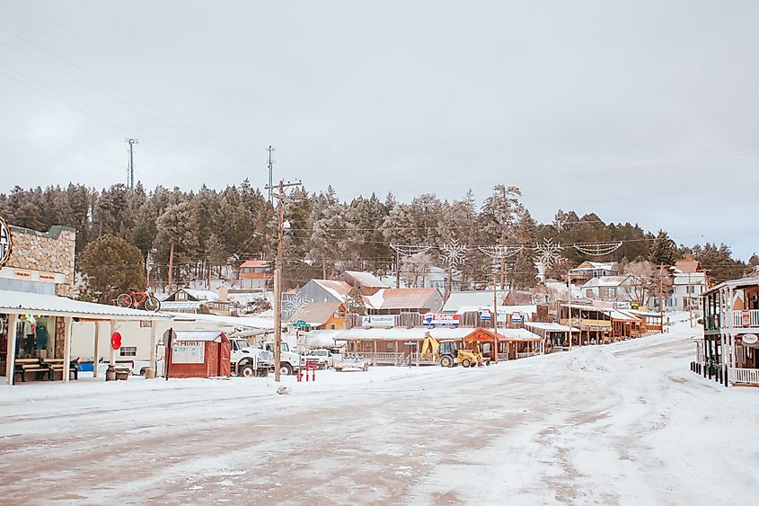 The town of Cloudcroft in New Mexico after a winter snow storm