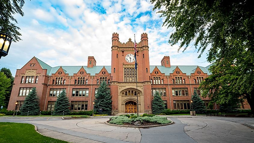 Brick admin building of the University of Idaho in Moscow, Idaho. Editorial credit: Charles Knowles / Shutterstock.com