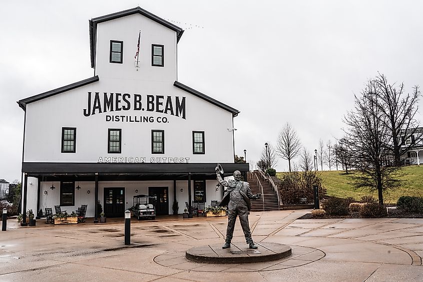 View from Jim Beam Bourbon Distillery and Homestead, a historic landmark in Clermont, Kentucky along the Kentucky Bourbon Trail.