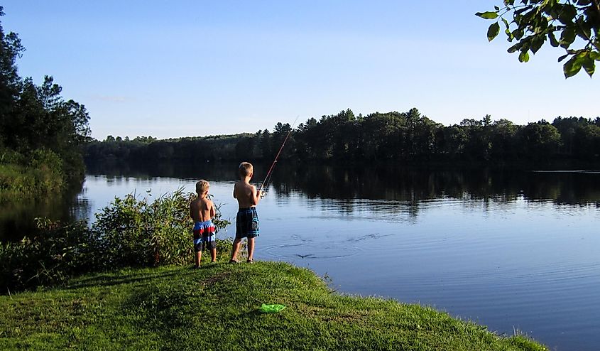 Fishing along the Kennebec River in Skowhegan Maine