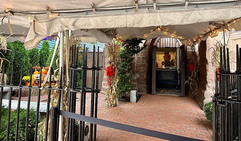 The entrance for the Salem Witch Museum, Salem, Massachusetts.