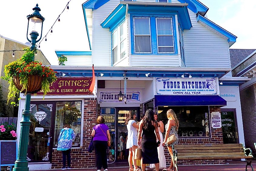Eateries in downtown Cape May, New Jersey.