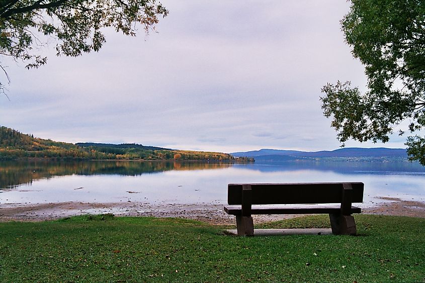 A view of Fraser Lake from Beaumont Provincial Park in British Columbia, Canada