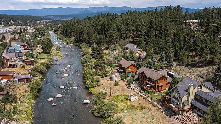 Historic homes in Truckee, California, USA.