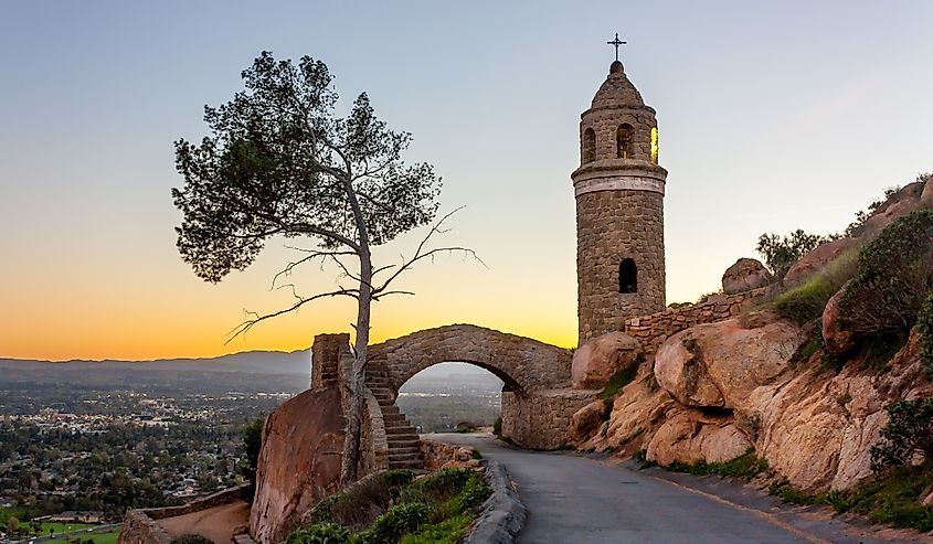 World Peace Bridge atop Mount Rubidoux Park is an important landmark and religious site in Riverside, Southern California