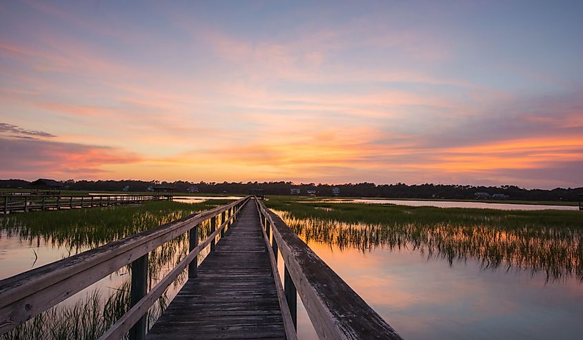 Boardwalk and marsh in Pawleys Island, South Carolina