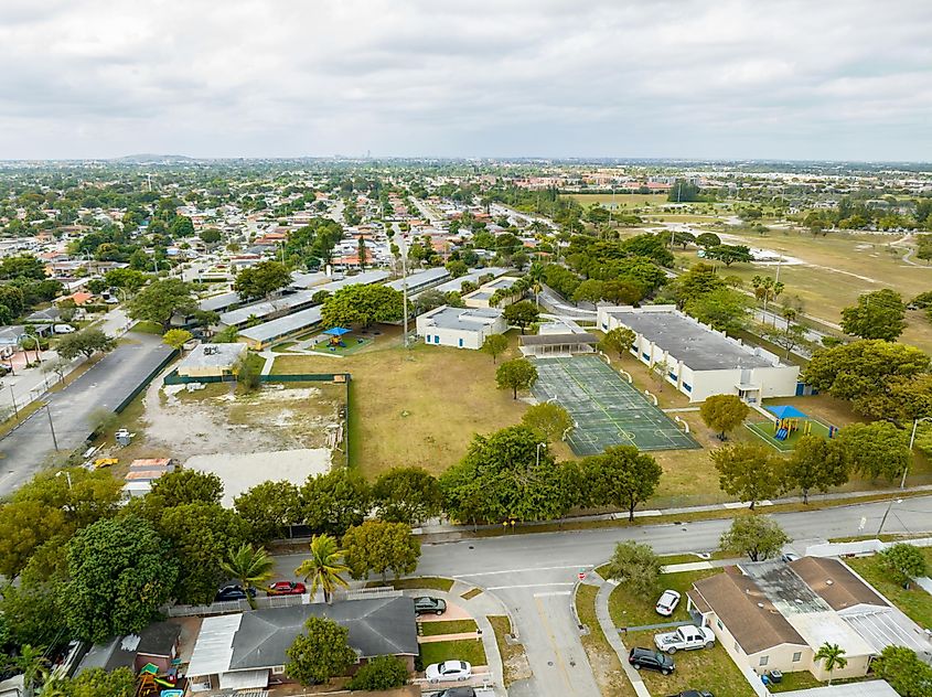 Hialeah, FL, USA - Aerial photo of Palm Springs Elementary School