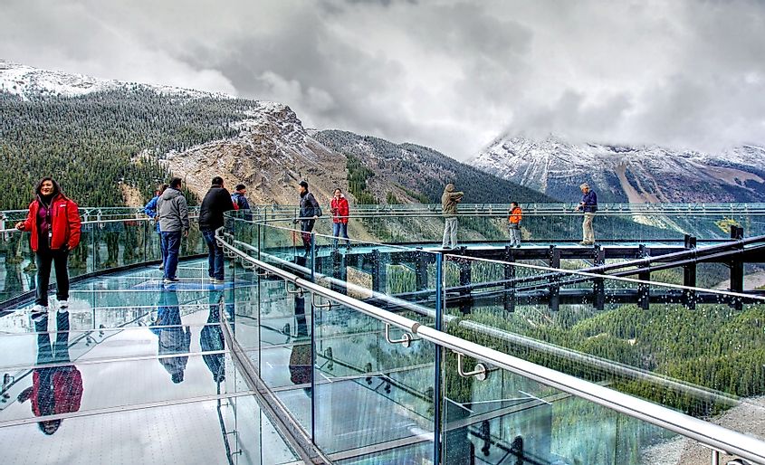 Glacier skywalk near the famous icefield parkway road from Banff to Jasper