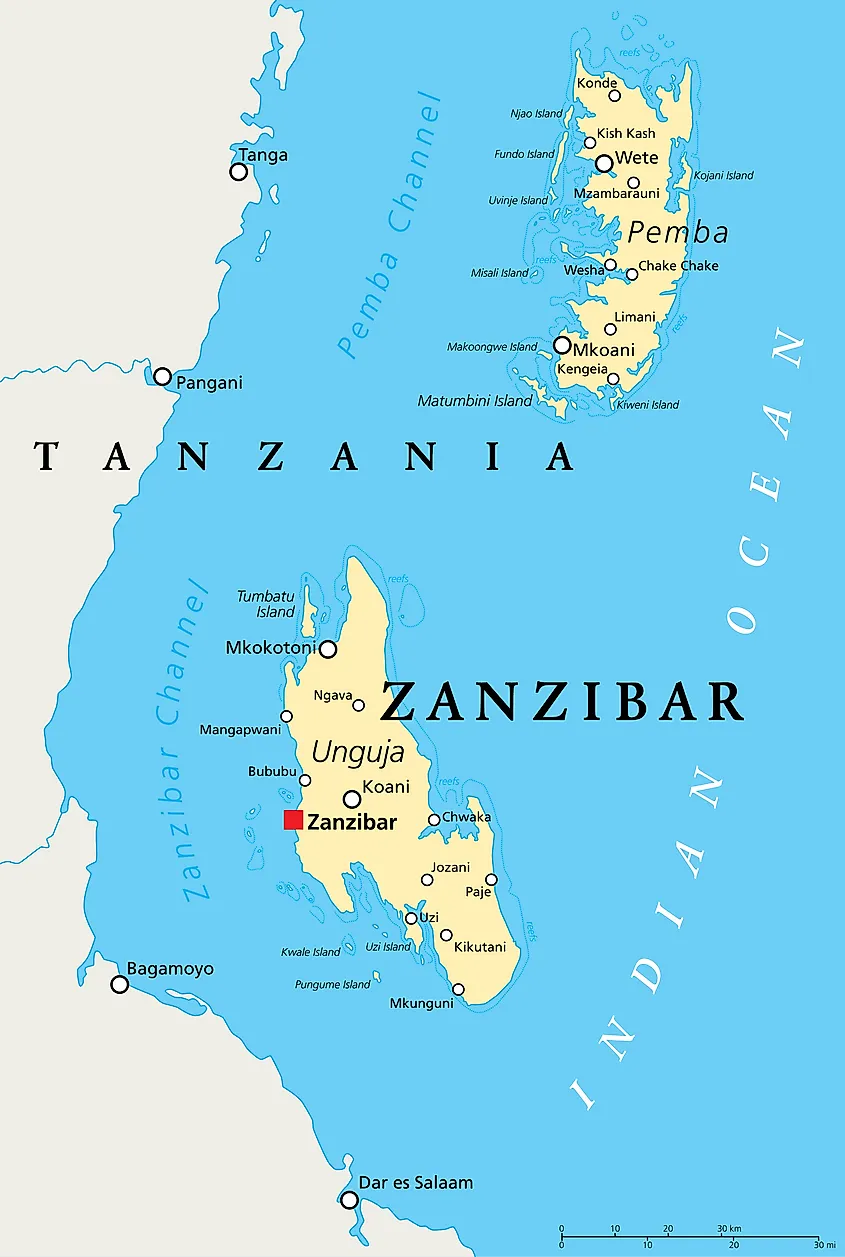 zanzibar tourist map