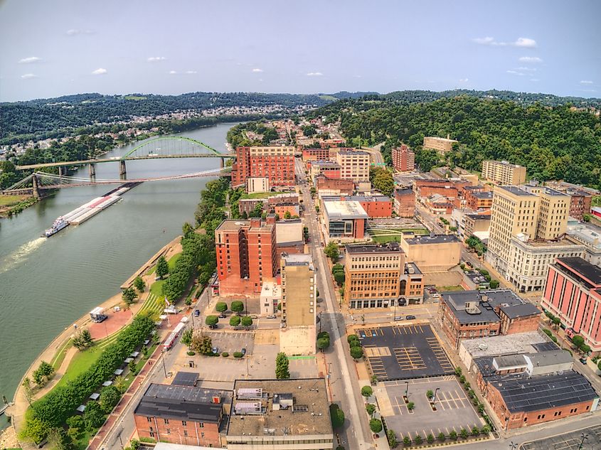 Aerial view of Wheeling, West Virginia.