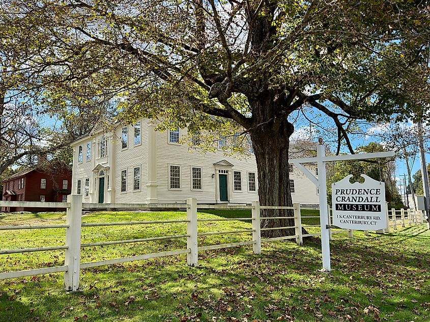 Side view of the Prudence Crandall Museum in Canterbury, Connecticut