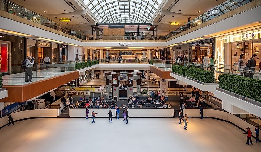 Inside the Galleria shopping mall in Houston, Texas