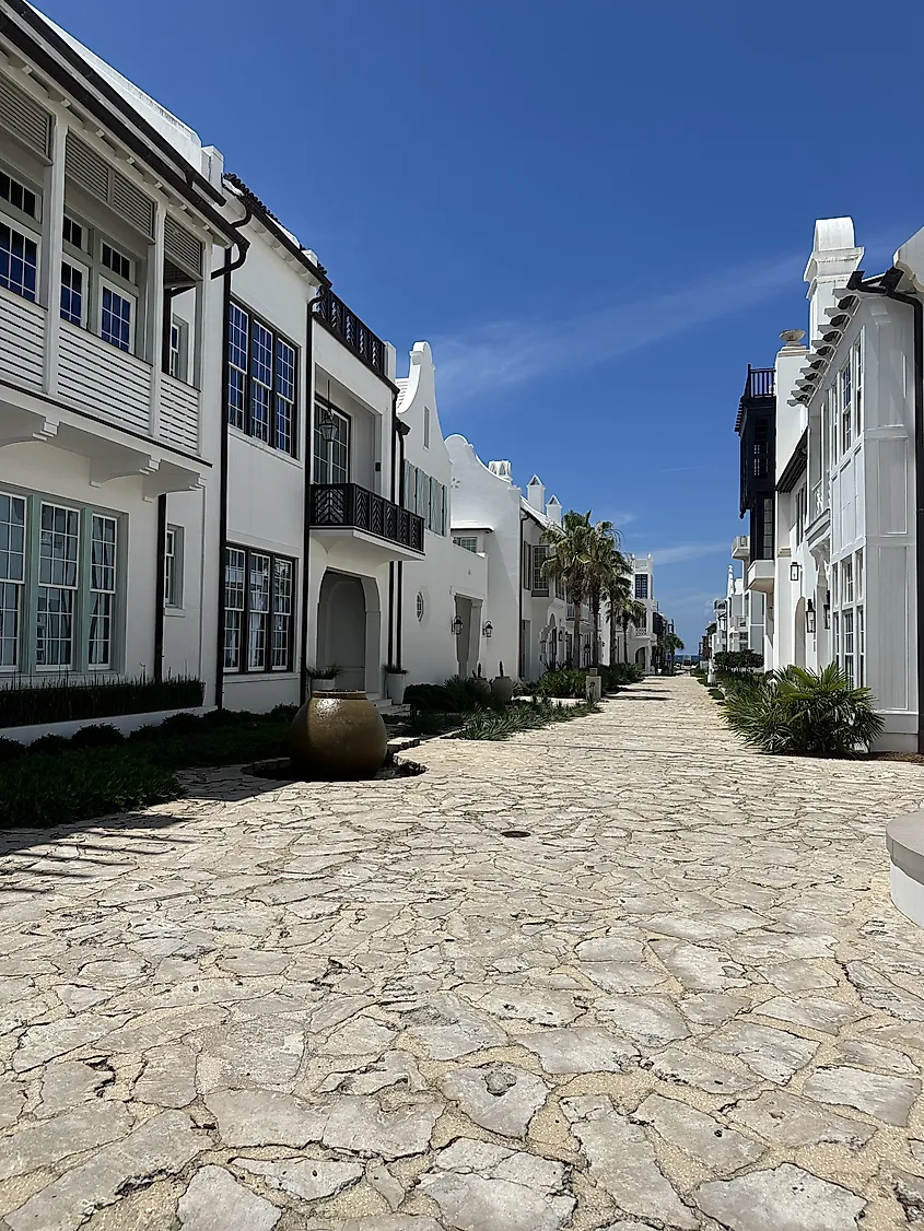 White architecture of Alys Beach, Florida.