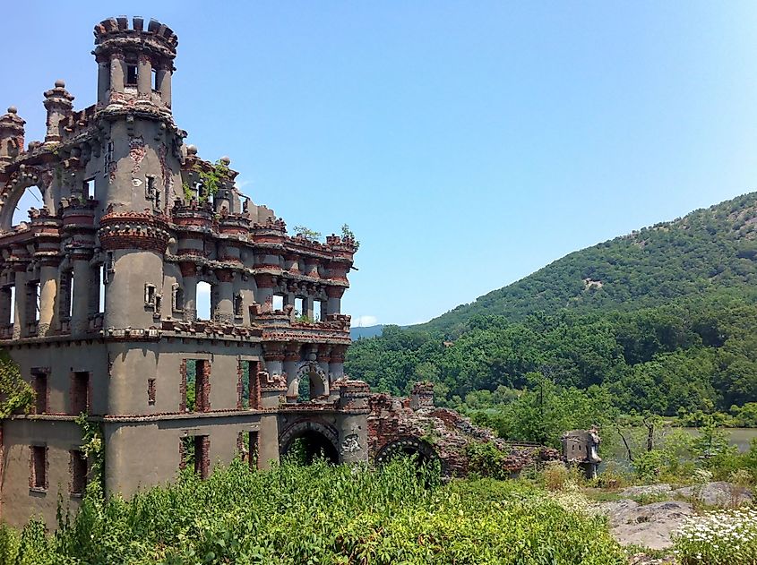 Ruins and landscaping at Bannerman Castle in Cold Spring, New York. 