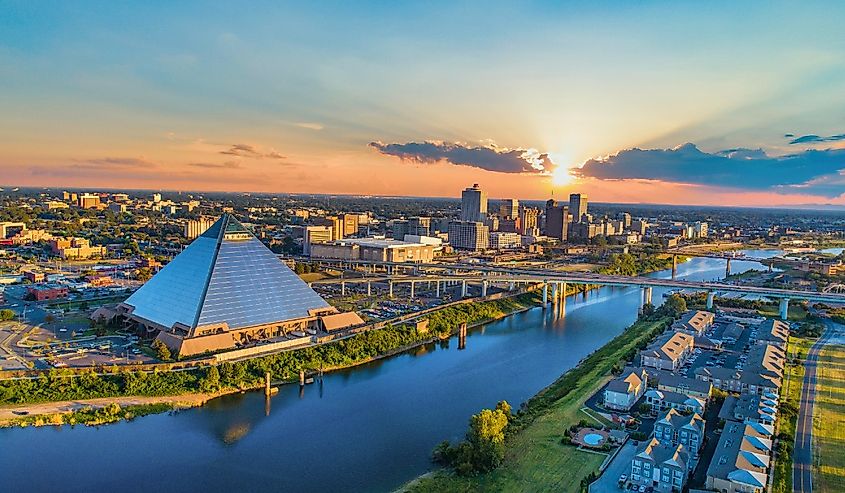 Memphis, Tennessee, USA Downtown Skyline Aerial