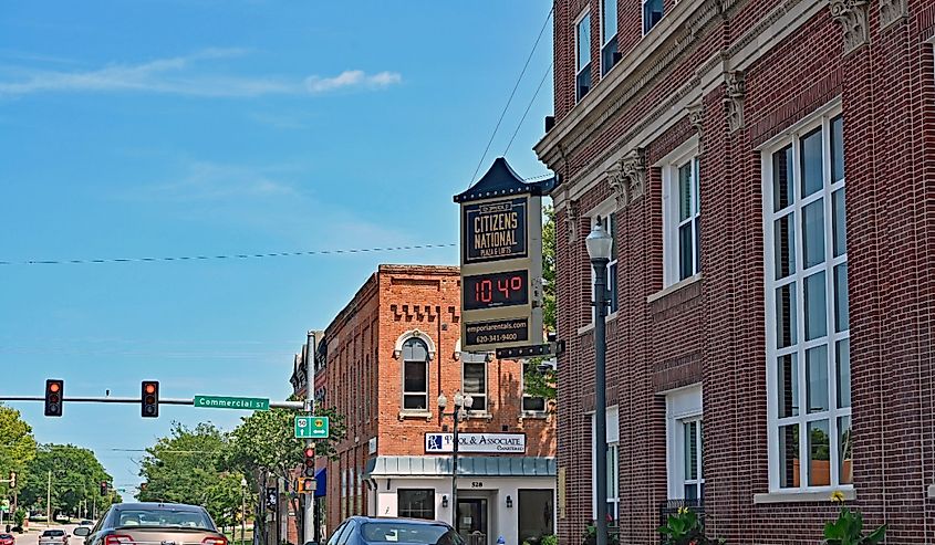 Street view of buildings in downtown Emporia, Kansas