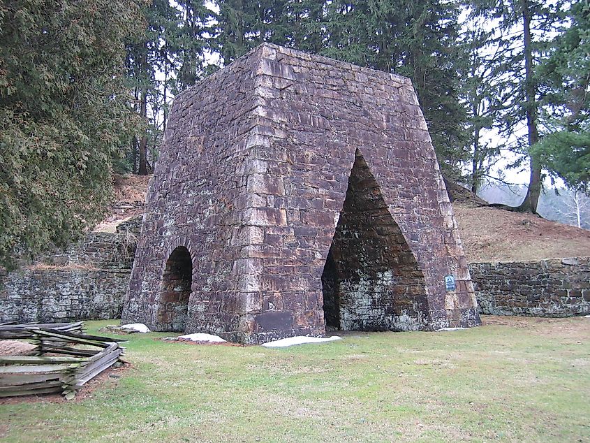 Stone stack no. 2 of Greenwood Iron Furnace.