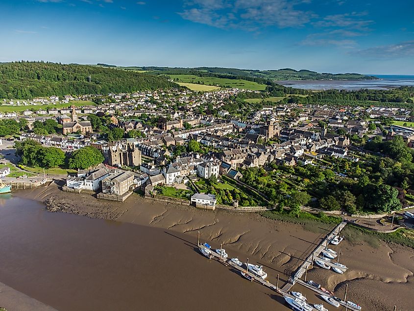 Aerial view of Kirkcudbright, Scotland.