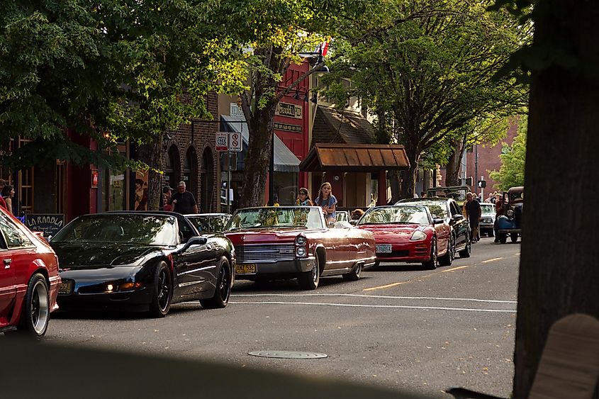 A vintage car rally in the center of downtown McMinnville, Oregon. https://www.istockphoto.com/portfolio/A_Melnyk?mediatype=photography Credit: A_Melnyk