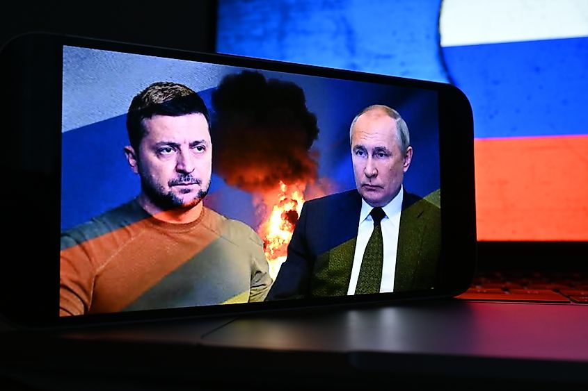 Ukrainian President Volodimir Zelenskii (left) and Russian President Vladimir Putin (right).