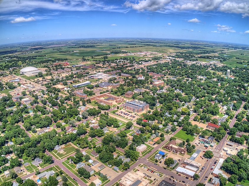 Aerial view of Vermillion in South Dakota