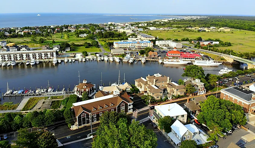 An aerial view of the beach town of Lewes, Delaware. Image credit: Khairil Azhar Junos via Shutterstock.