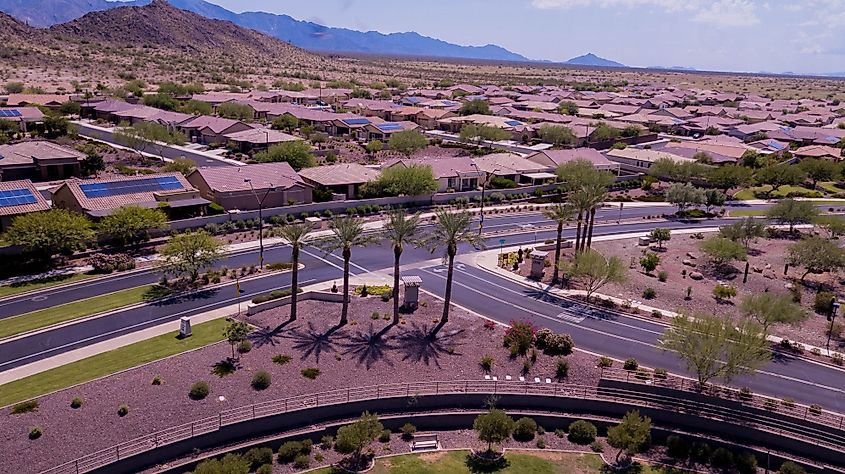 An aerial view of Goodyear, Arizona city.