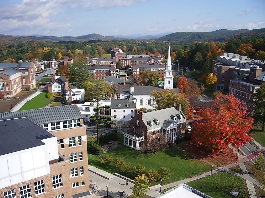 Dartmouth College in Hanover, New Hampshire, taken from the tower of Baker tower.