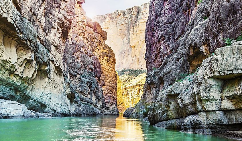 Santa Elena Canyon and Rio Grande river at Big Bend National Park