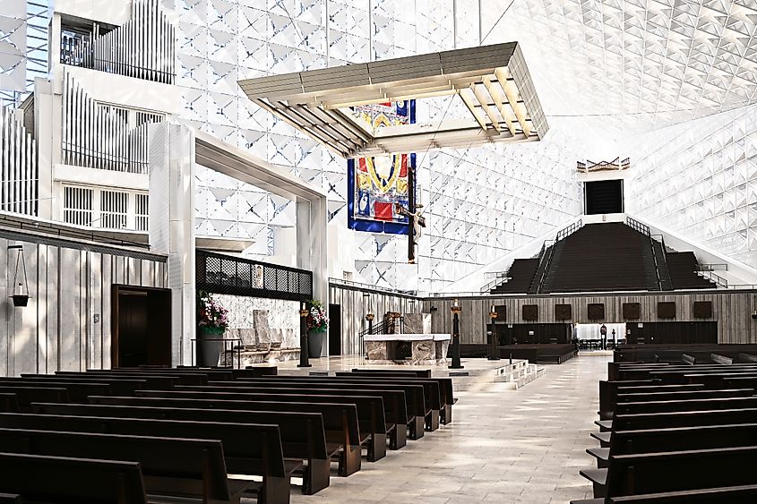 The interior of the Christ Cathedral in Garden Grove, California. Editorial credit: Steve Cukrov / Shutterstock.com